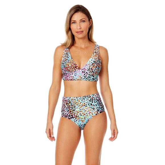 Anne Cole Women Sunset Dot Soft Band Shirred Bralette Swim Bikini Top Size XS - Picture 3 of 3